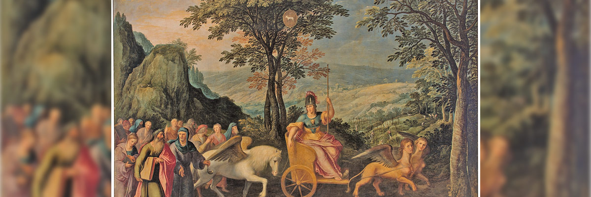 Oleo del Museo Nacional del Prado de Minerva sobre el carro de Aries