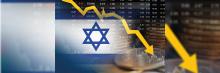 Imagen de valores de bolsa que bajan y la bandera de Israel