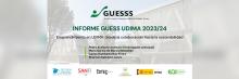 Portada informe GUESS UDIMA 2023/24: emprendimiento, colaboración y sostenibilidad; autores y logos institucionales.