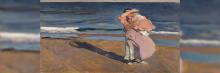 En este cuadro retrata a una madre con su hijo en brazos a la orilla del mar